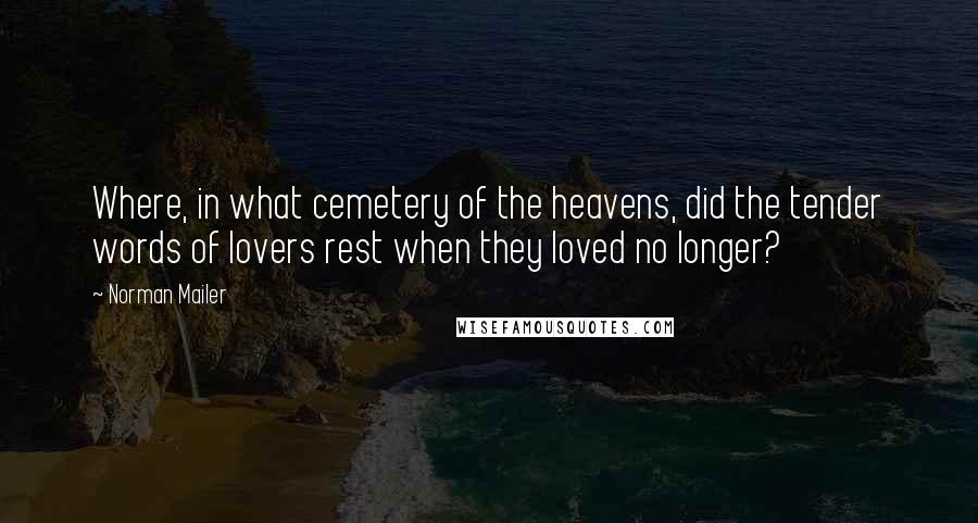 Norman Mailer Quotes: Where, in what cemetery of the heavens, did the tender words of lovers rest when they loved no longer?