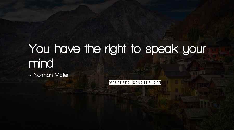 Norman Mailer Quotes: You have the right to speak your mind.