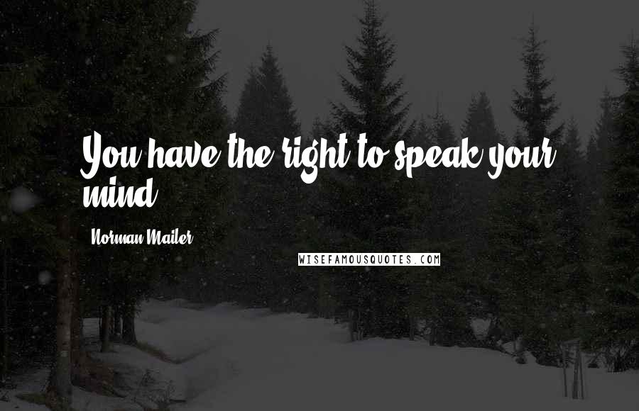 Norman Mailer Quotes: You have the right to speak your mind.