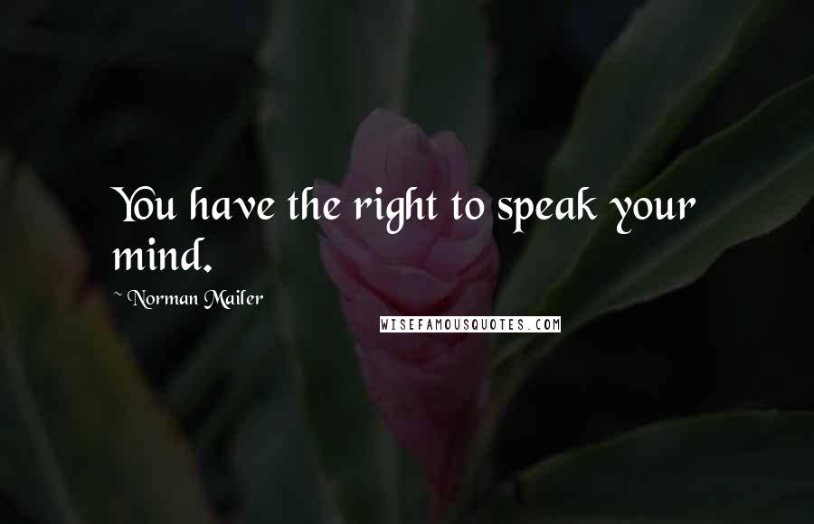 Norman Mailer Quotes: You have the right to speak your mind.