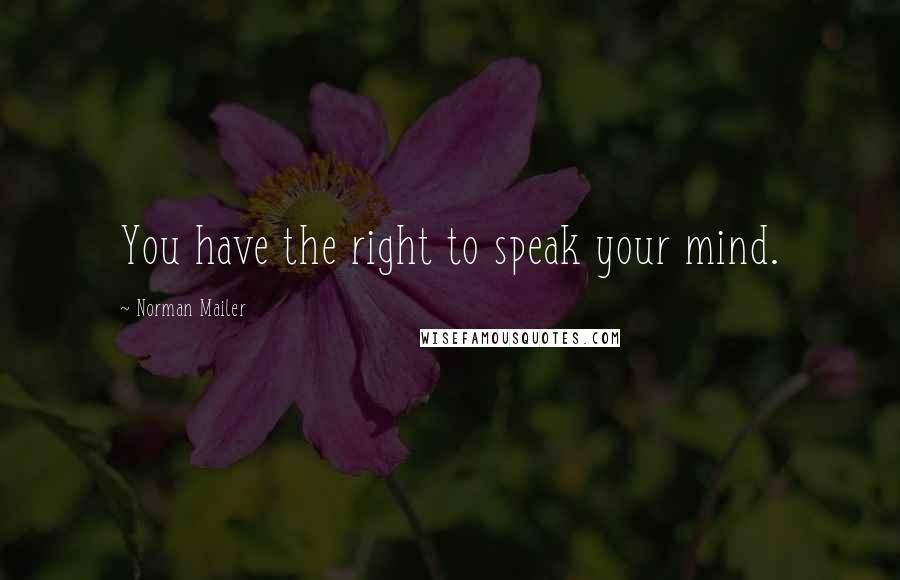 Norman Mailer Quotes: You have the right to speak your mind.