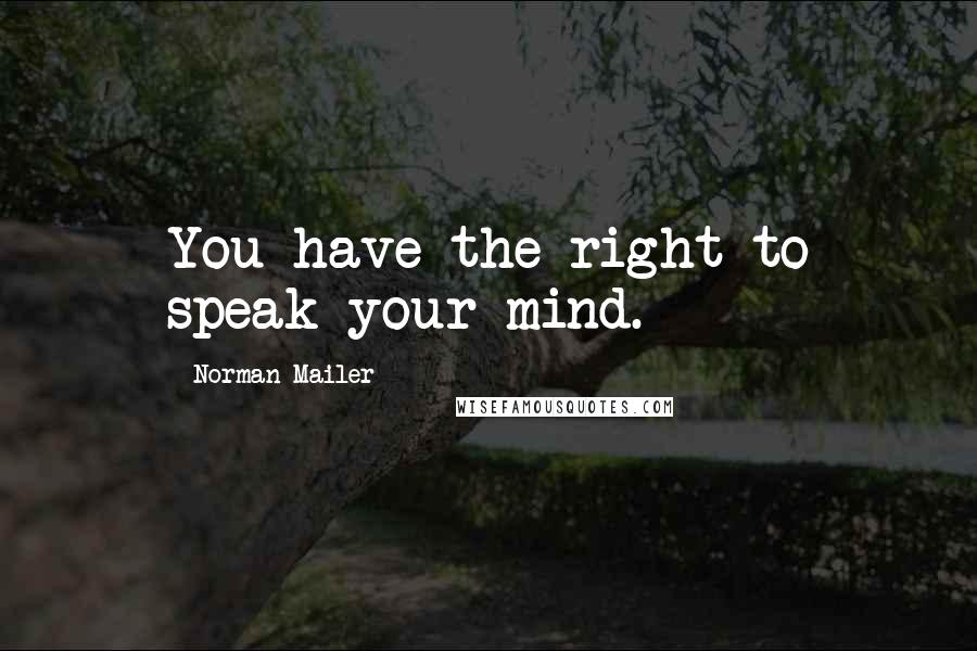 Norman Mailer Quotes: You have the right to speak your mind.