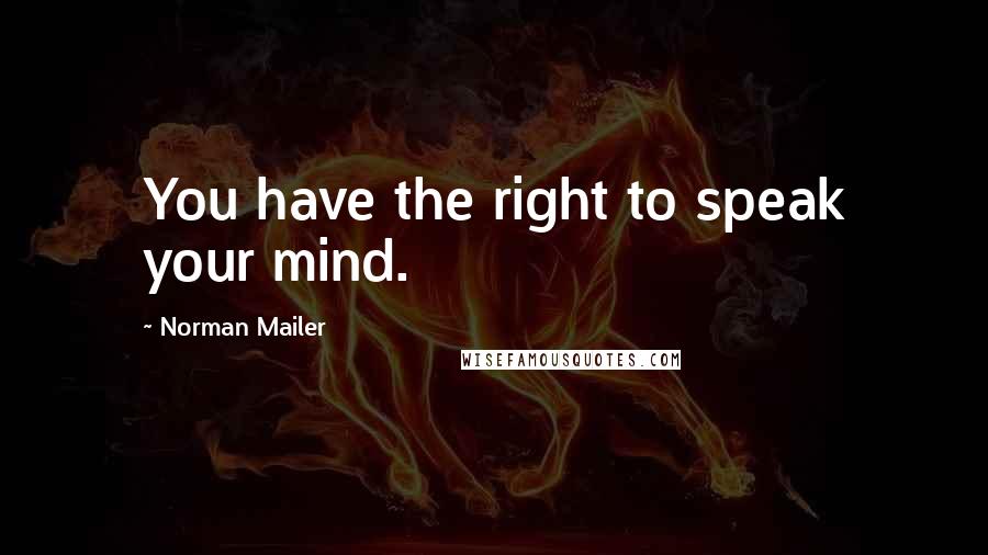 Norman Mailer Quotes: You have the right to speak your mind.