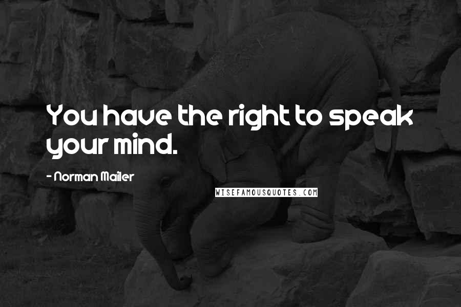 Norman Mailer Quotes: You have the right to speak your mind.