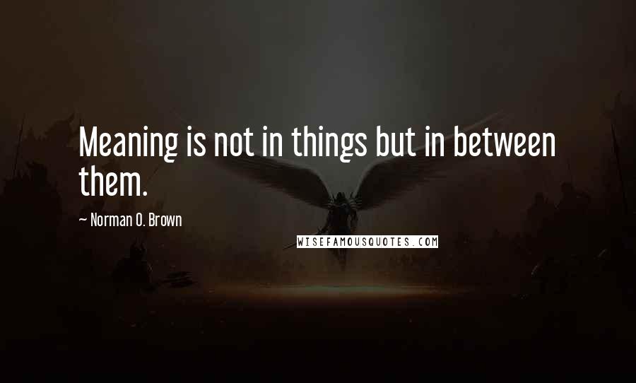 Norman O. Brown Quotes: Meaning is not in things but in between them.