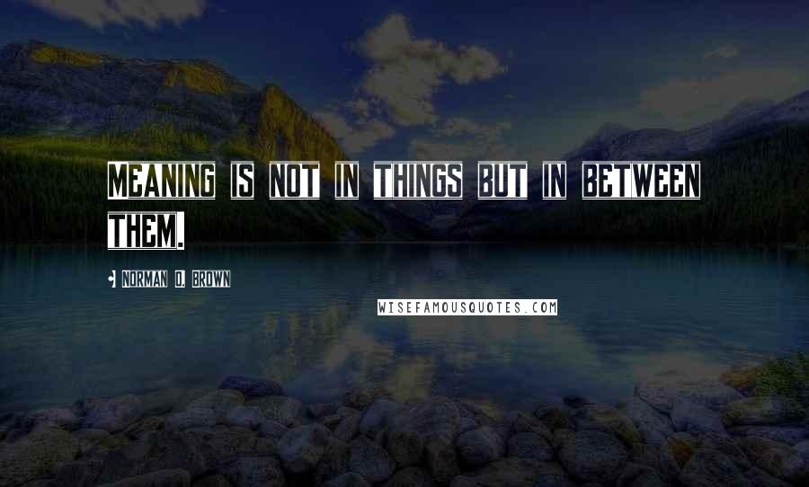 Norman O. Brown Quotes: Meaning is not in things but in between them.
