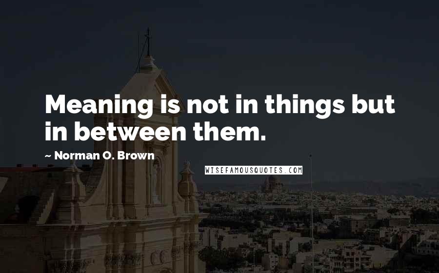 Norman O. Brown Quotes: Meaning is not in things but in between them.