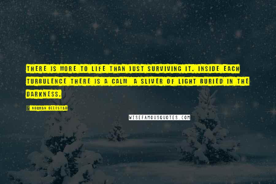 Norman Ollestad Quotes: There is more to life than just surviving it. Inside each turbulence there is a calm a sliver of light buried in the darkness.