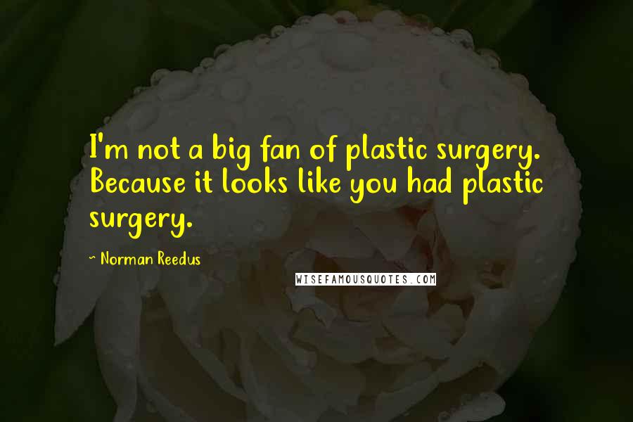 Norman Reedus Quotes: I'm not a big fan of plastic surgery. Because it looks like you had plastic surgery.