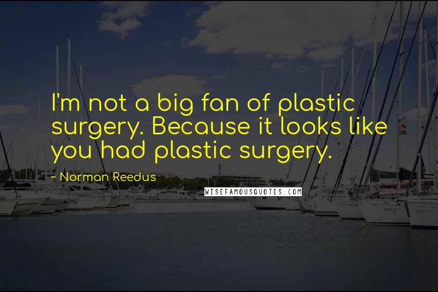 Norman Reedus Quotes: I'm not a big fan of plastic surgery. Because it looks like you had plastic surgery.