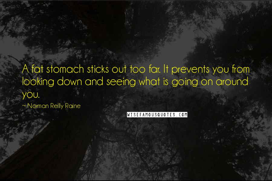 Norman Reilly Raine Quotes: A fat stomach sticks out too far. It prevents you from looking down and seeing what is going on around you.