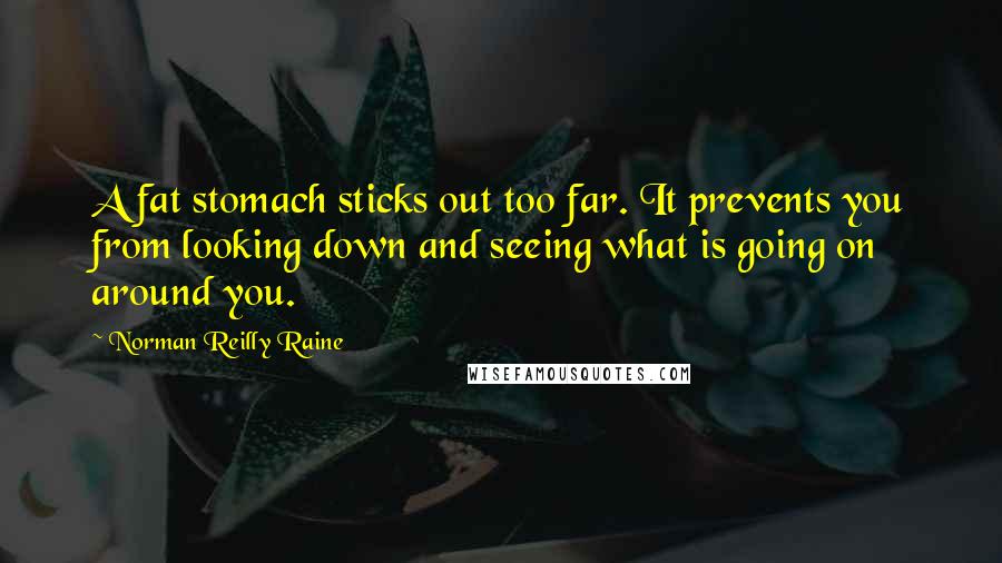 Norman Reilly Raine Quotes: A fat stomach sticks out too far. It prevents you from looking down and seeing what is going on around you.