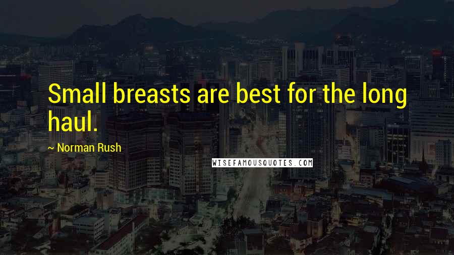 Norman Rush Quotes: Small breasts are best for the long haul.