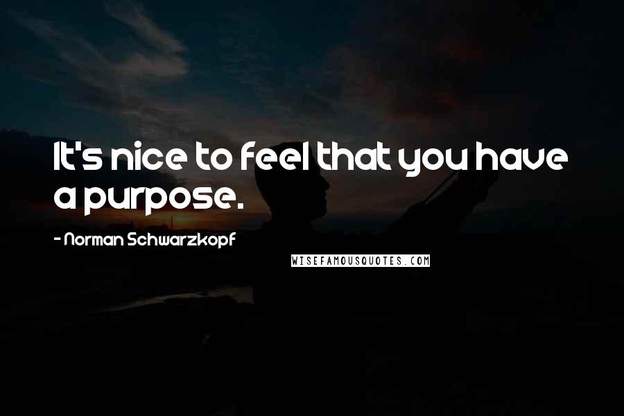 Norman Schwarzkopf Quotes: It's nice to feel that you have a purpose.