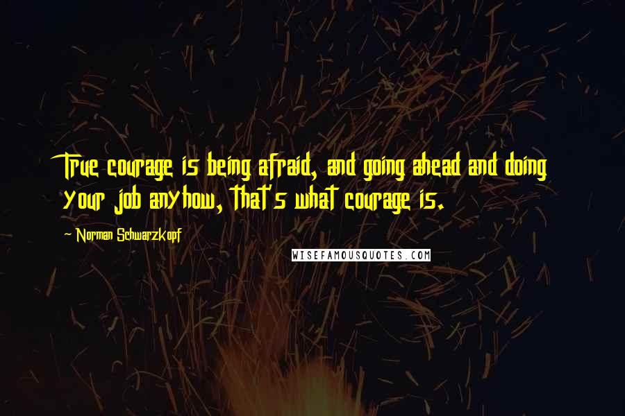 Norman Schwarzkopf Quotes: True courage is being afraid, and going ahead and doing your job anyhow, that's what courage is.