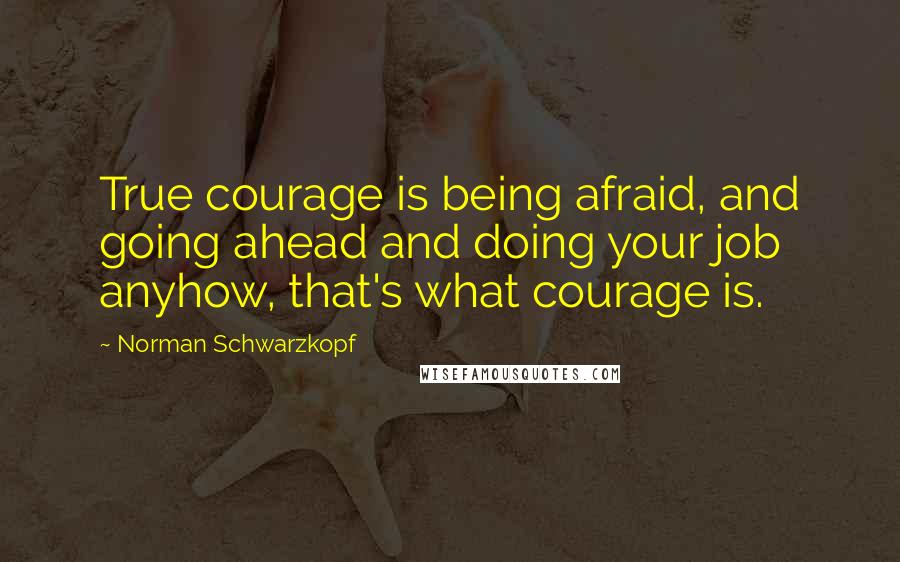 Norman Schwarzkopf Quotes: True courage is being afraid, and going ahead and doing your job anyhow, that's what courage is.