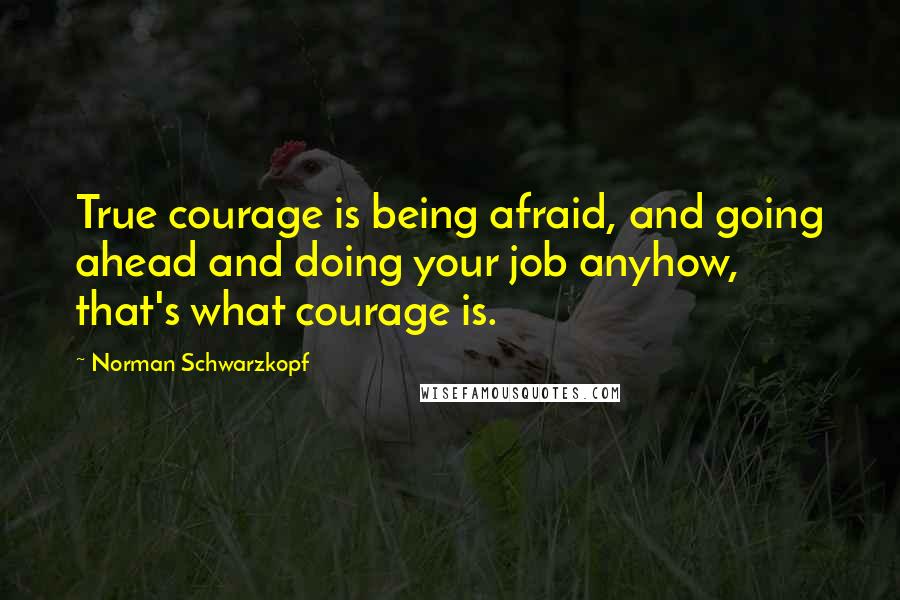 Norman Schwarzkopf Quotes: True courage is being afraid, and going ahead and doing your job anyhow, that's what courage is.