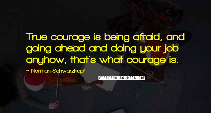 Norman Schwarzkopf Quotes: True courage is being afraid, and going ahead and doing your job anyhow, that's what courage is.