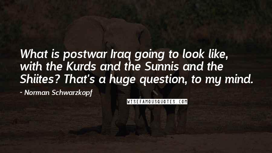 Norman Schwarzkopf Quotes: What is postwar Iraq going to look like, with the Kurds and the Sunnis and the Shiites? That's a huge question, to my mind.