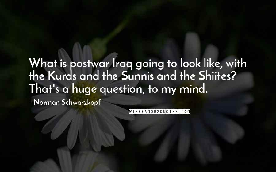 Norman Schwarzkopf Quotes: What is postwar Iraq going to look like, with the Kurds and the Sunnis and the Shiites? That's a huge question, to my mind.