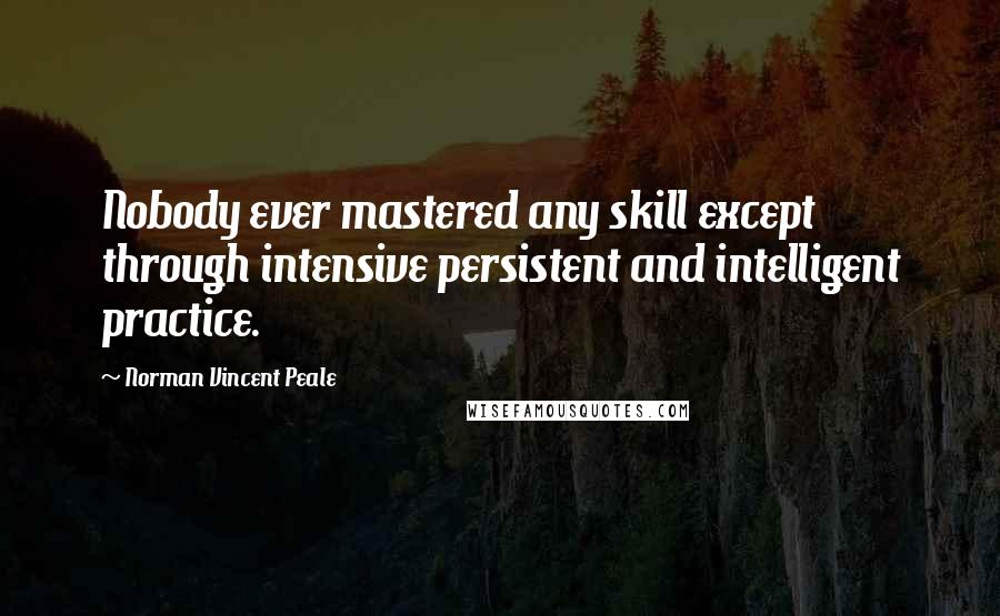 Norman Vincent Peale Quotes: Nobody ever mastered any skill except through intensive persistent and intelligent practice.