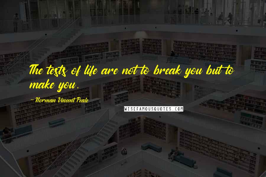 Norman Vincent Peale Quotes: The tests of life are not to break you but to make you.