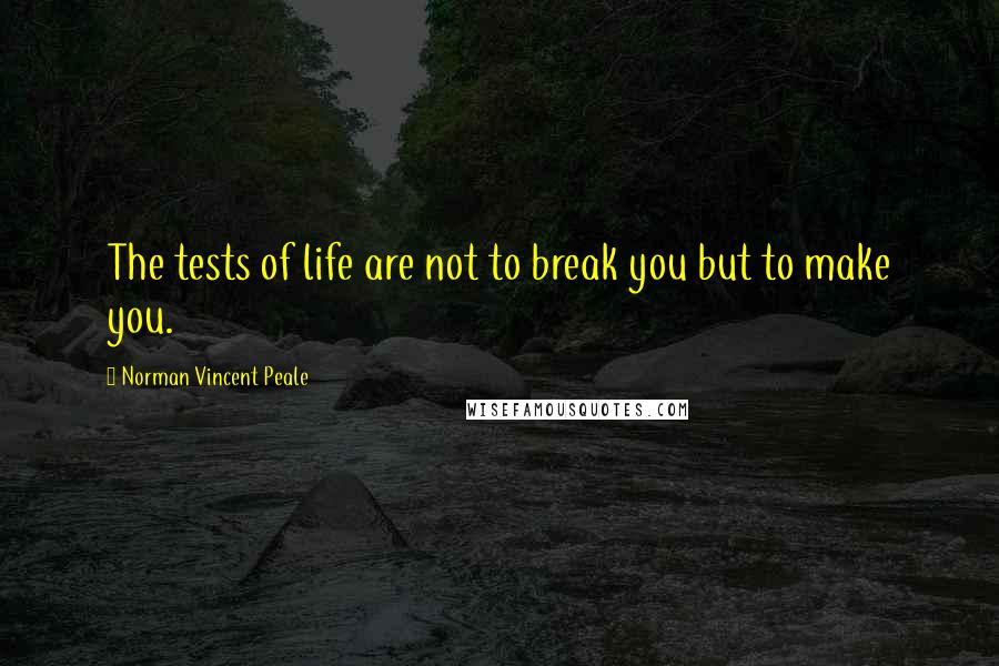 Norman Vincent Peale Quotes: The tests of life are not to break you but to make you.