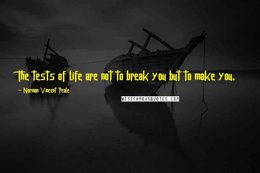 Norman Vincent Peale Quotes: The tests of life are not to break you but to make you.