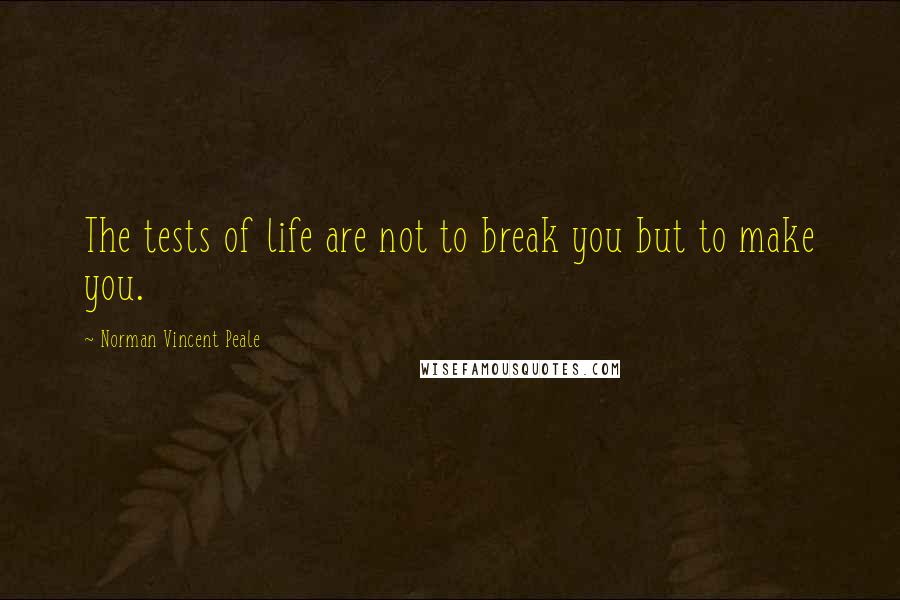 Norman Vincent Peale Quotes: The tests of life are not to break you but to make you.