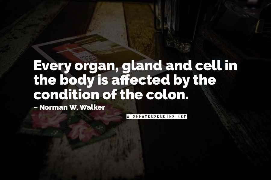 Norman W. Walker Quotes: Every organ, gland and cell in the body is affected by the condition of the colon.