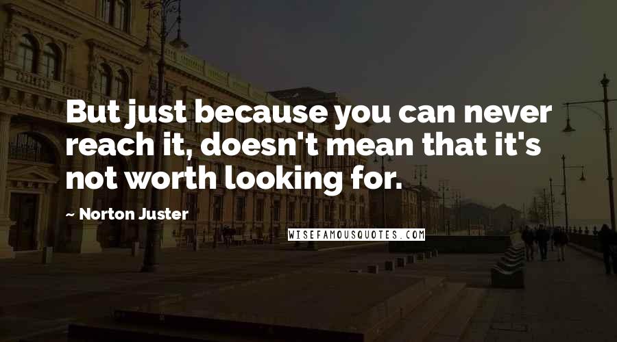Norton Juster Quotes: But just because you can never reach it, doesn't mean that it's not worth looking for.