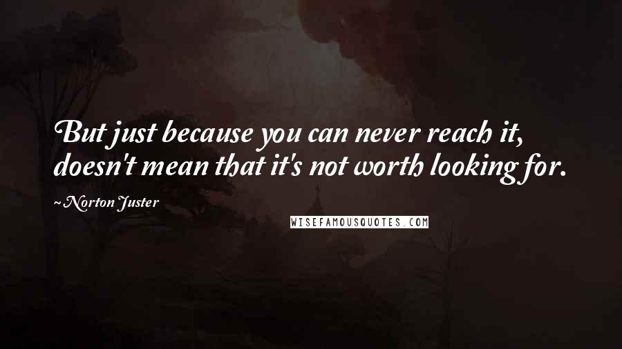 Norton Juster Quotes: But just because you can never reach it, doesn't mean that it's not worth looking for.