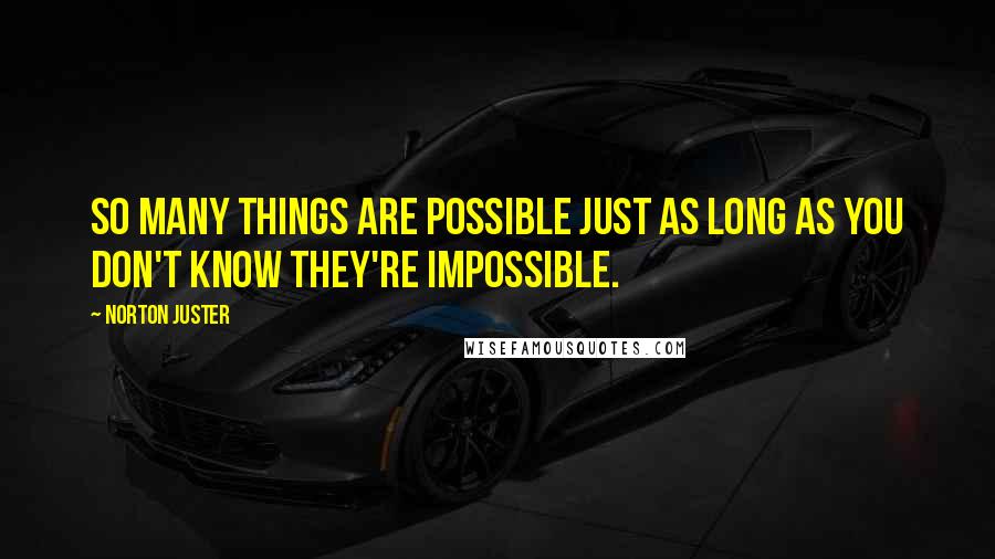 Norton Juster Quotes: So many things are possible just as long as you don't know they're impossible.