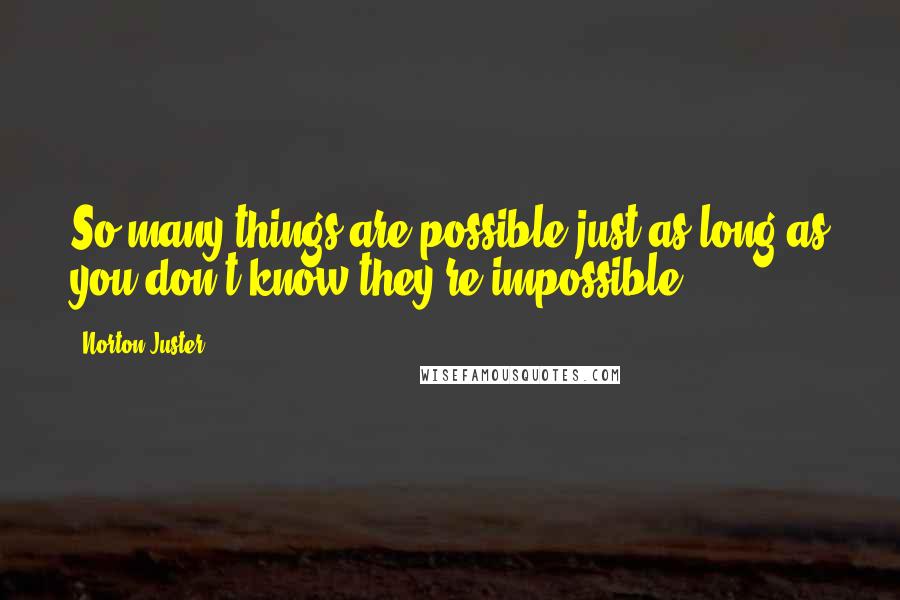 Norton Juster Quotes: So many things are possible just as long as you don't know they're impossible.