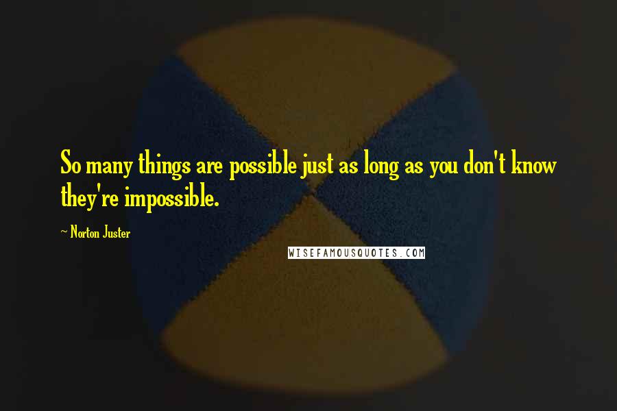 Norton Juster Quotes: So many things are possible just as long as you don't know they're impossible.