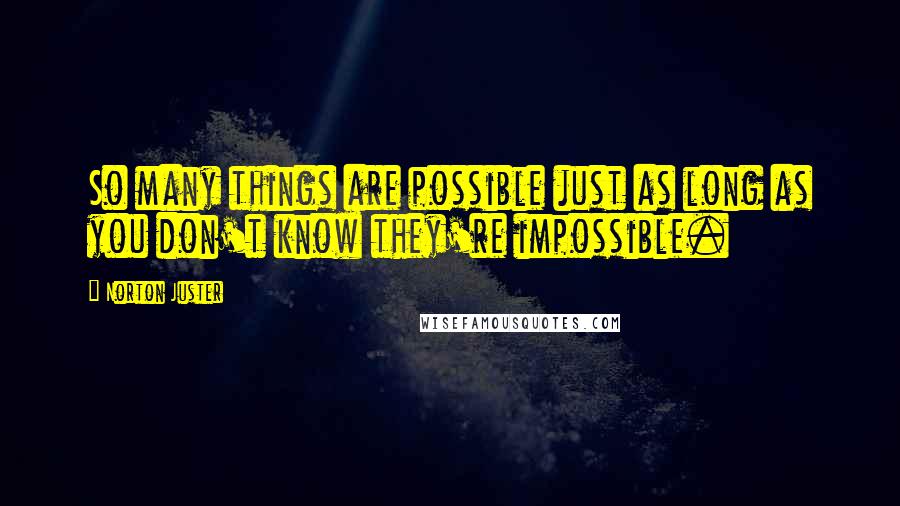 Norton Juster Quotes: So many things are possible just as long as you don't know they're impossible.