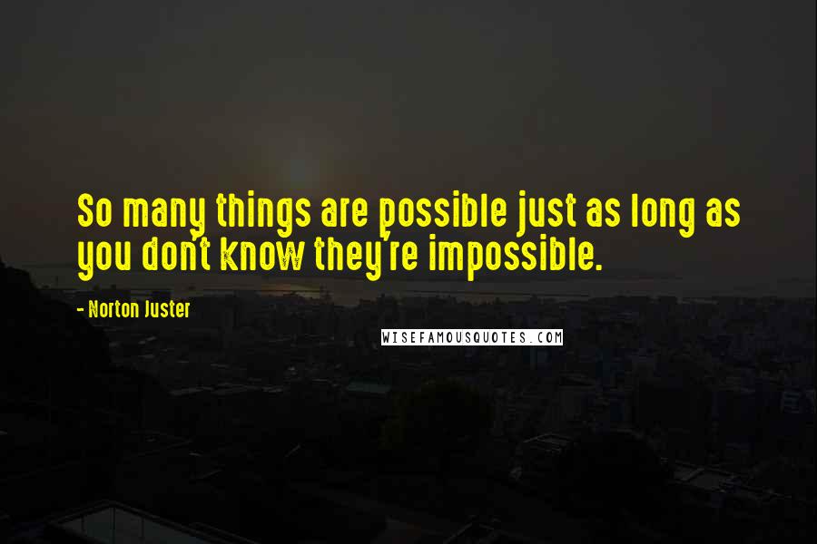 Norton Juster Quotes: So many things are possible just as long as you don't know they're impossible.