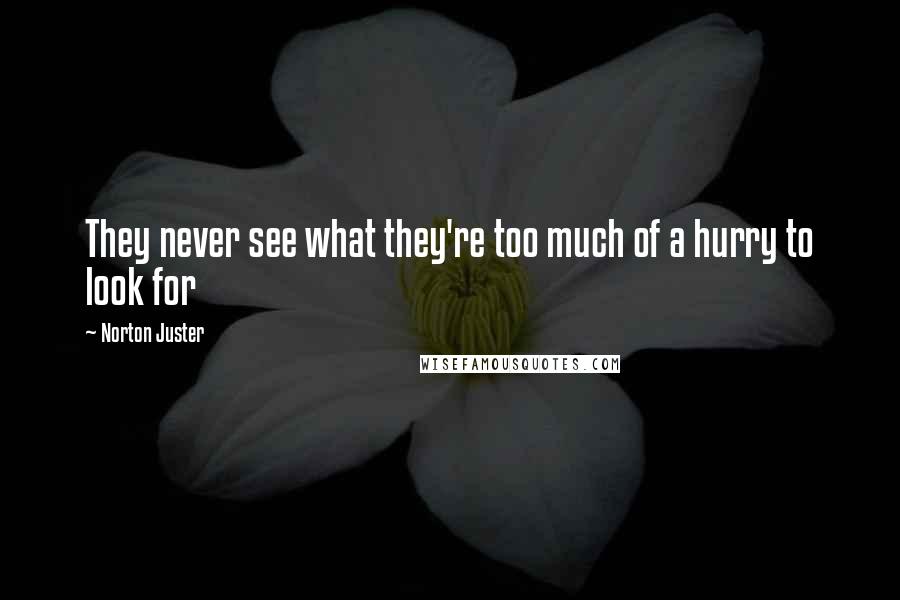 Norton Juster Quotes: They never see what they're too much of a hurry to look for