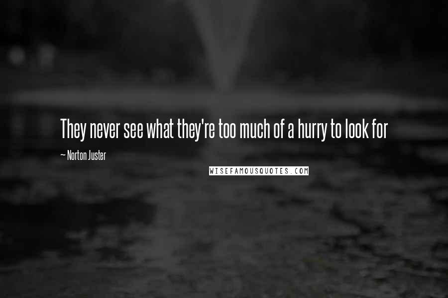 Norton Juster Quotes: They never see what they're too much of a hurry to look for