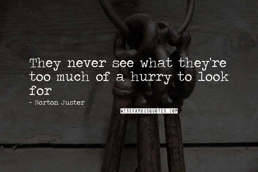 Norton Juster Quotes: They never see what they're too much of a hurry to look for