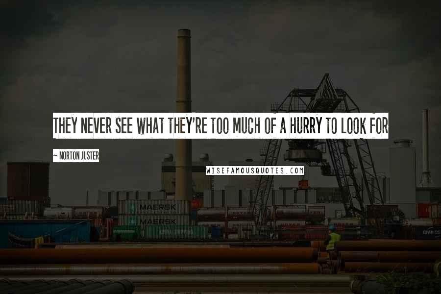 Norton Juster Quotes: They never see what they're too much of a hurry to look for