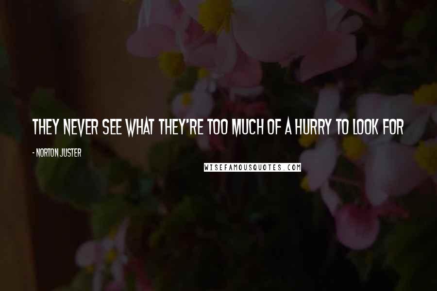 Norton Juster Quotes: They never see what they're too much of a hurry to look for