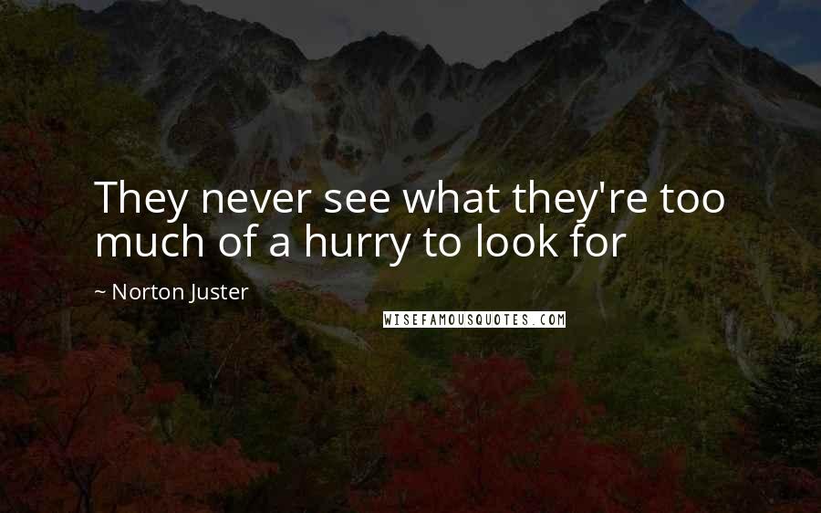 Norton Juster Quotes: They never see what they're too much of a hurry to look for