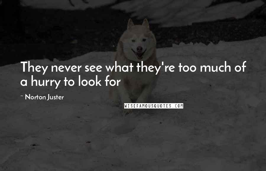 Norton Juster Quotes: They never see what they're too much of a hurry to look for