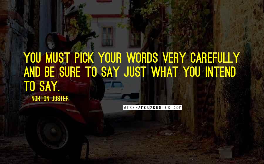 Norton Juster Quotes: you must pick your words very carefully and be sure to say just what you intend to say.