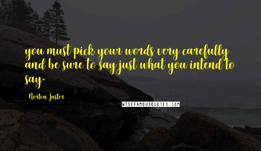 Norton Juster Quotes: you must pick your words very carefully and be sure to say just what you intend to say.