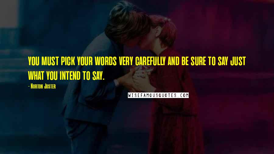 Norton Juster Quotes: you must pick your words very carefully and be sure to say just what you intend to say.