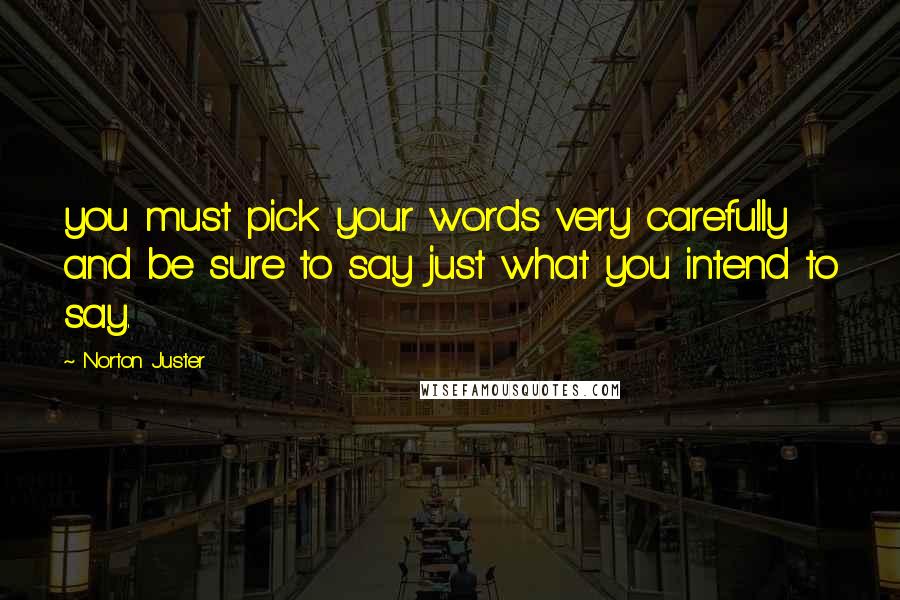 Norton Juster Quotes: you must pick your words very carefully and be sure to say just what you intend to say.