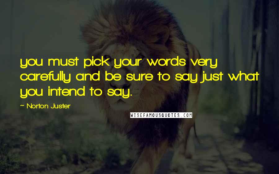 Norton Juster Quotes: you must pick your words very carefully and be sure to say just what you intend to say.