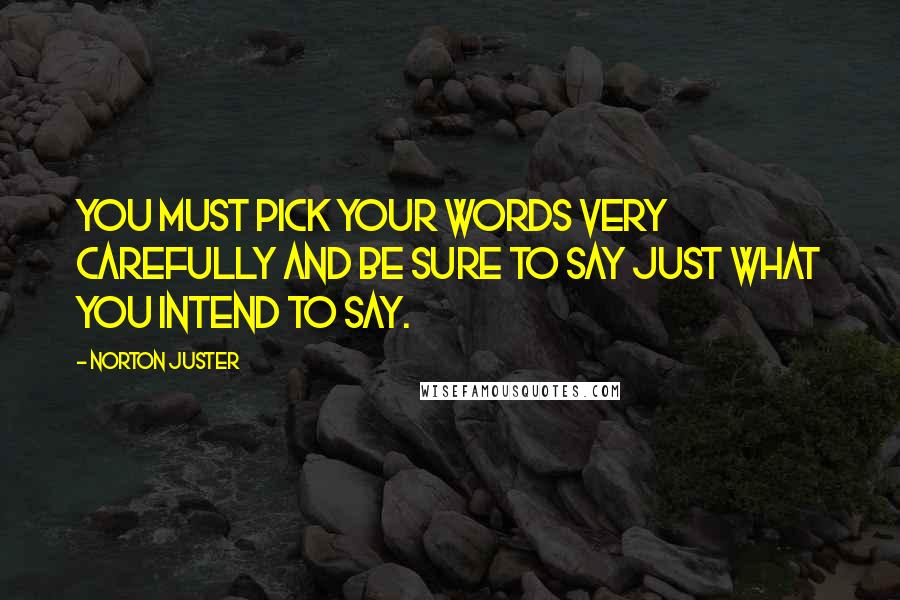 Norton Juster Quotes: you must pick your words very carefully and be sure to say just what you intend to say.